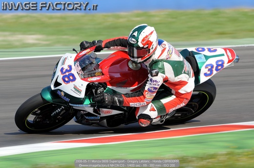 2008-05-11 Monza 0809 Supersport - Gregory Leblanc - Honda CBR600RR